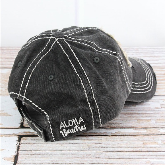 Distressed ALOHA Beaches Grey baseball hat - Picture 3 of 3